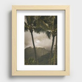 Mountain Waterfall Through the Palms Recessed Framed Print