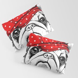 Portrait Dog Pug Red Cap Tie Pillow Sham