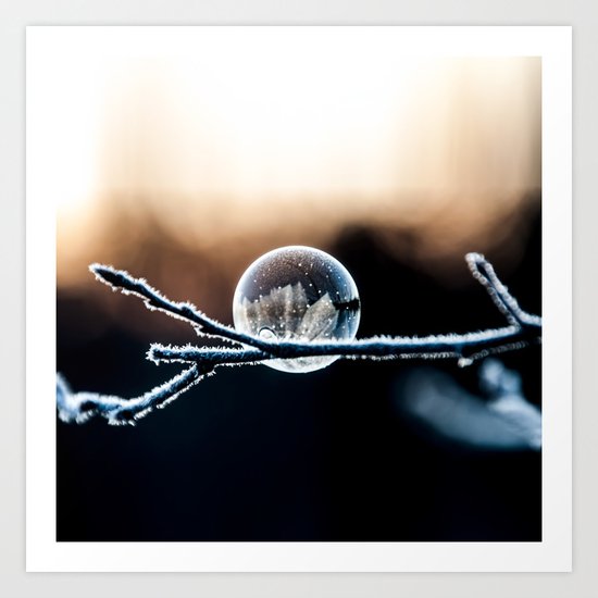 Wintry World in Frozen Bubble Art Print