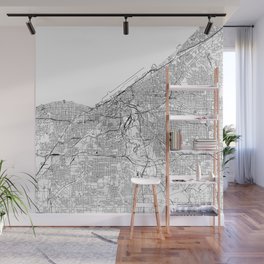 Cleveland White Map Wall Mural