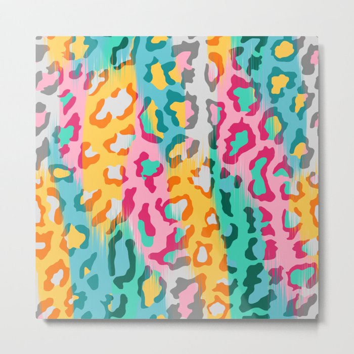 Colorful Abstract leopard animal skin background. Metal Print