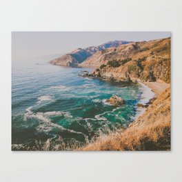 blue water on golden california coast Canvas Print