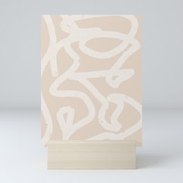 Minimalist Japandi Neutral Beige And Imperfect White Lines Mini Art Print