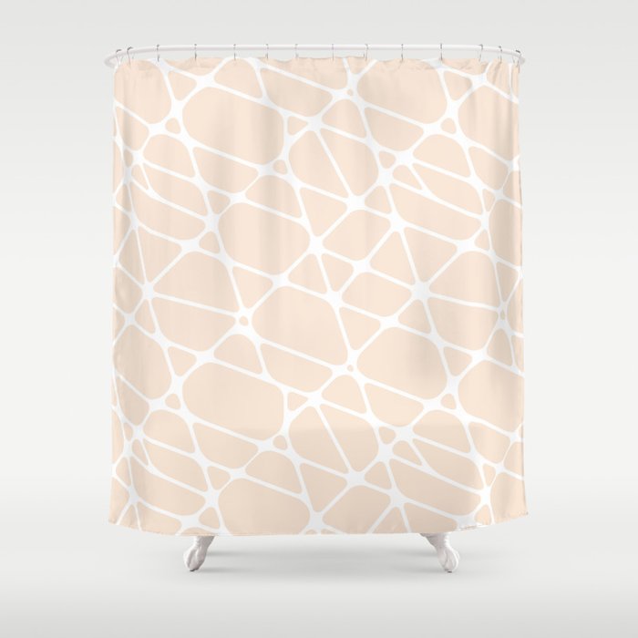Pastel Orange and White Abstract Mosaic Pattern 2 Pairs 2022 Color of the Year Subtle Peach 2003-8C Shower Curtain