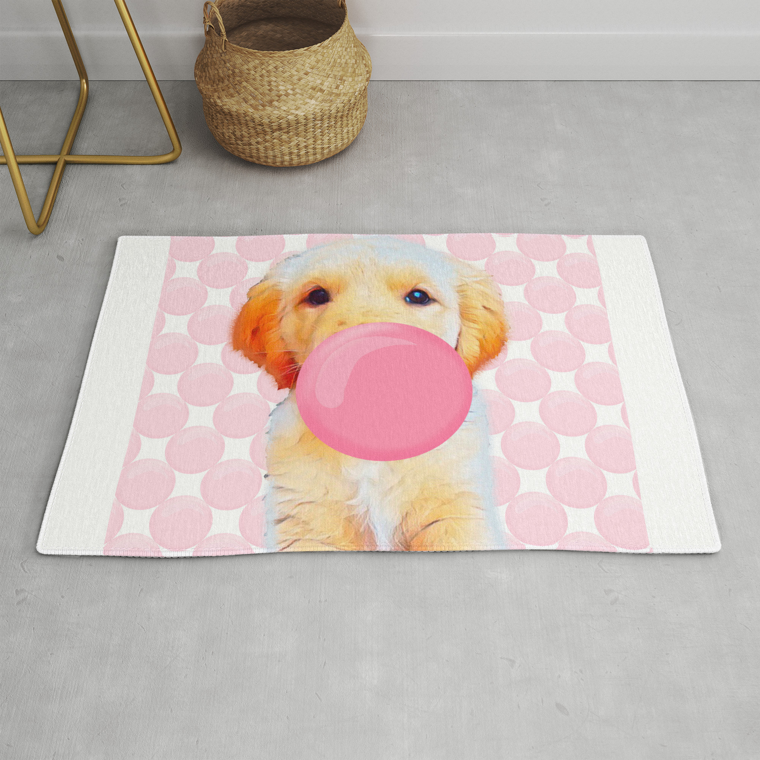 dog chewing rug
