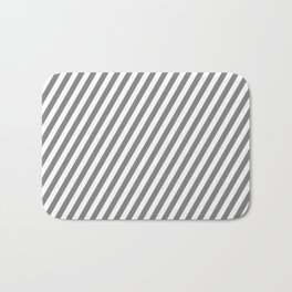 [ Thumbnail: White and Gray Colored Lined Pattern Bath Mat ]