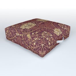 William Morris Vintage Honeysuckle & Tulip Red Brick Russet Floral Outdoor Floor Cushion | Vintage, Style, Dark, Art, Artnouveau, Red, Christmas, Floral, Gold, Festive 