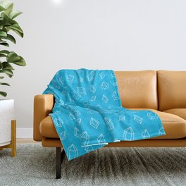 Turquoise and White Gems Pattern Throw Blanket