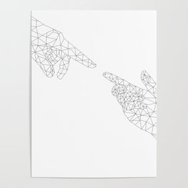 Michelangelo Reloaded (in white) Poster | Black And White, Graphicdesign, Decor, Digital, Gesture, Mimimalism, Minimalist, Sistinechapel, Arms, Pattern 