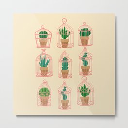 Cactus in birdcage Metal Print