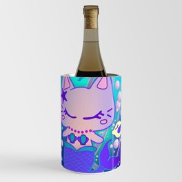the little purrmaid - underwater cat mermaid / kawaii merkitty  Wine Chiller