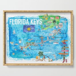 Florida Keys Key West Marathon Key Largo Illustrated Travel Poster Favorite Map 2nd Signpost Edition Serving Tray | Overseashighway, Painting, Keywest, Floridamap, Floridakeymap, Keywestmap, Thekeysmap, Keylargo, Islamorada, Floridakeysmap 
