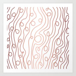 Meander copper abstract painting pattern flowing lines art and patterned decor Art Print