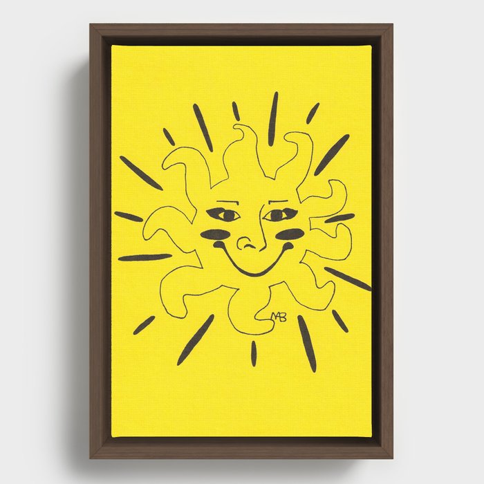 Hope Sun - Black Ink Framed Canvas