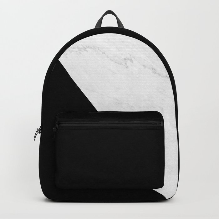 Marble And Black Diagonal Backpack