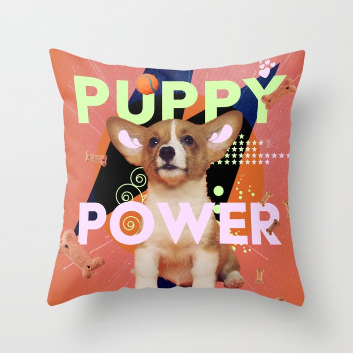 Puppy Power Throw Pillow
