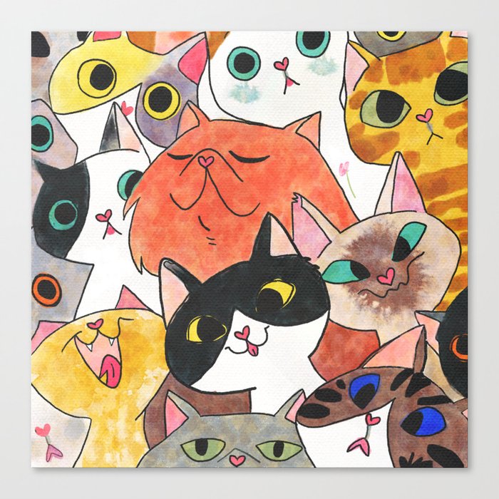 Gangster Colorful Cat Canvas Print