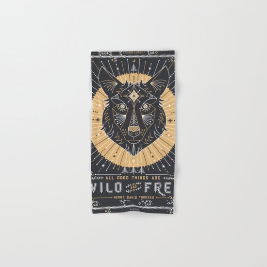 Wild & Free Wolf – Gold & Grey Hand & Bath Towel