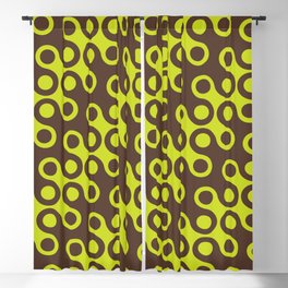 Cyber Lime And Brown Retro Modern Patterned Blackout Curtain