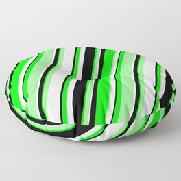 [ Thumbnail: Lime, Light Green, Mint Cream & Black Colored Pattern of Stripes Floor Pillow ]