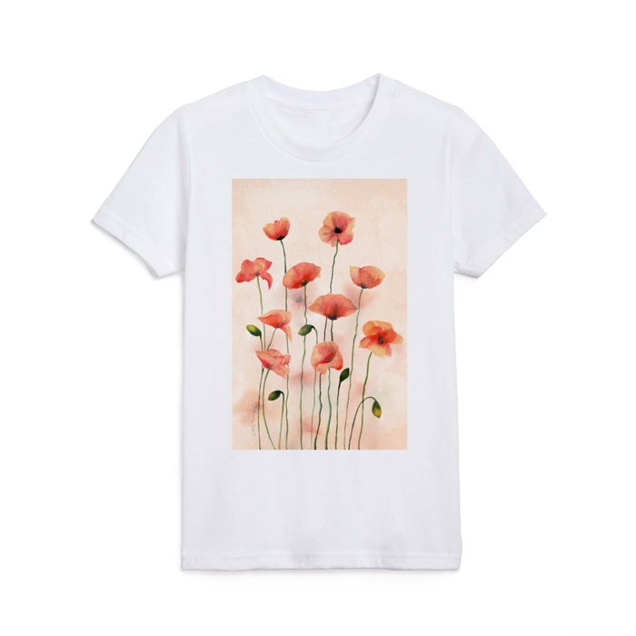 Poppies Watercolor  Kids T Shirt