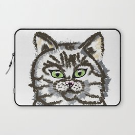 Expressive Sitting Cat Pose Illustration.  Laptop Sleeve