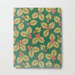 Christmas Holly Berries Metal Print | Floralpattern, Misteltoe, Cute, Retro, Graphicdesign, Christmasholly, Leaves, Vintage, Foliage, Christmasberries 