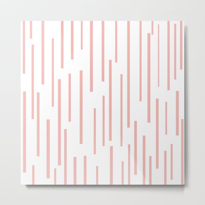 Leitungen Minimalist Pink and White Interrupted Line Pattern Metal Print