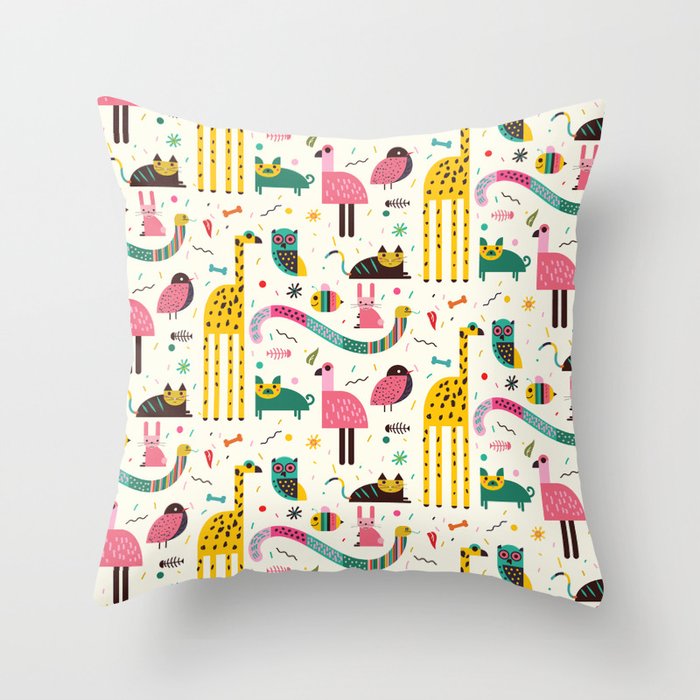 Animals Can Party Too! Throw Pillow