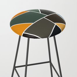 Modern Geometric Patches Green, Orange and Black Minimal Abstract Design II Bar Stool