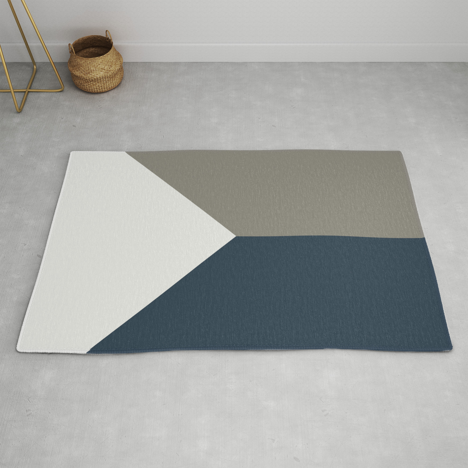 Blue Grey White Abstract Geometric Art Rug By Koovox Society6