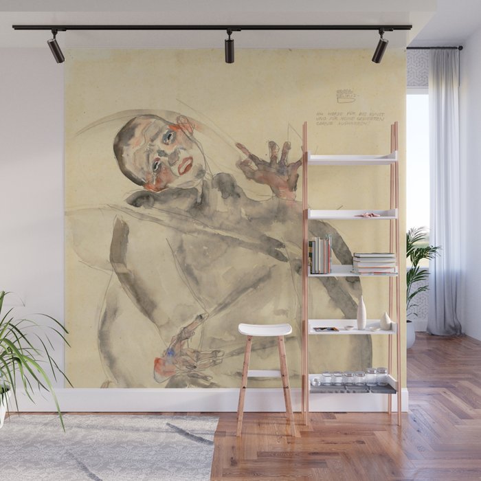 Egon Schiele "I Will Gladly Endure for Art and My Loved Ones" Wall Mural