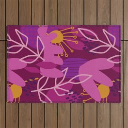 Abstract Florals in Purple Outdoor Rug