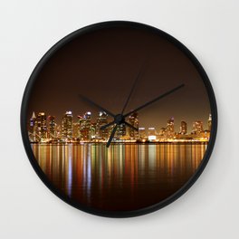 San Diego Skyline Night Wall Clock