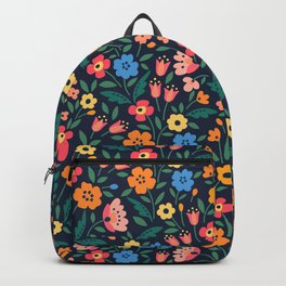Cute floral pattern in the small flowers. Print in folklore style. Backpack | Spring, Botanic, Darkblue, Elegant, Vintage, Flowers, Flower, Illustrationvector, Bouquet, Floral 