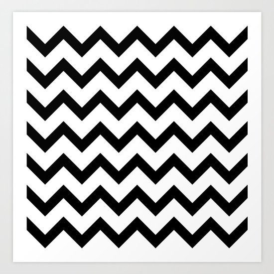 Simple Black and white Chevron pattern Art Print