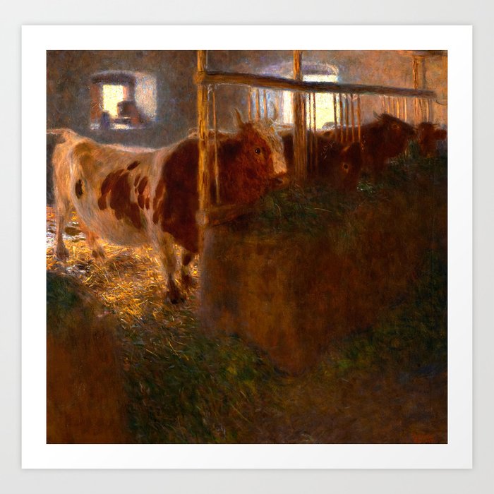 Cows in the Barn, 1900 by Gustav Klimt Art Print