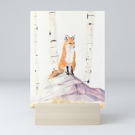Fox and Birch Trees Mini Art Print