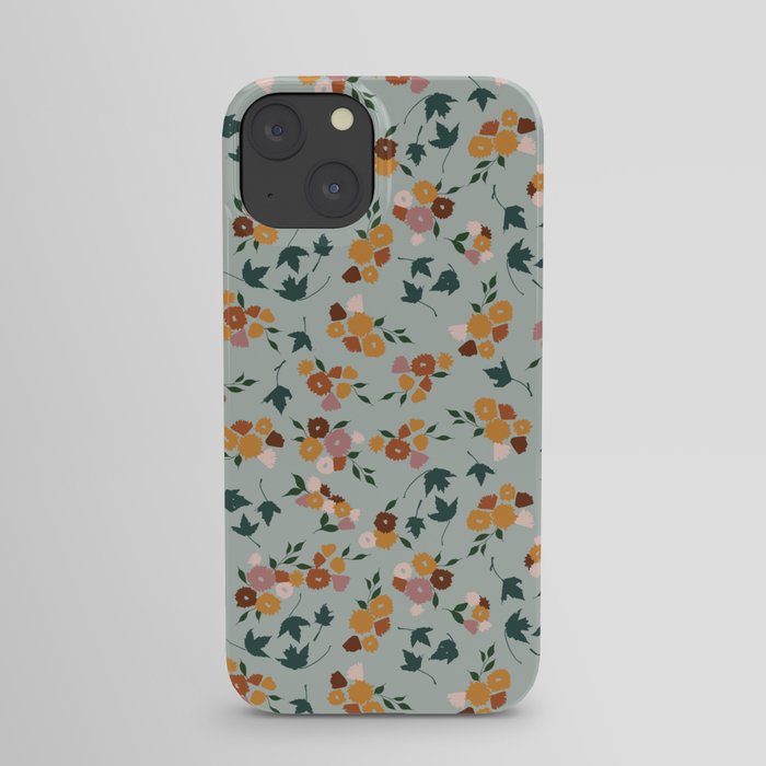 Pretty Florals on Light Blue Background iPhone Case