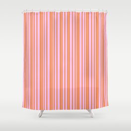 Orange and Pink Stripes Shower Curtain