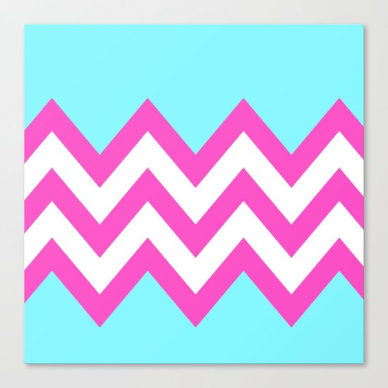 TEAL & PINK CHEVRON COLORBLOCK Canvas Print