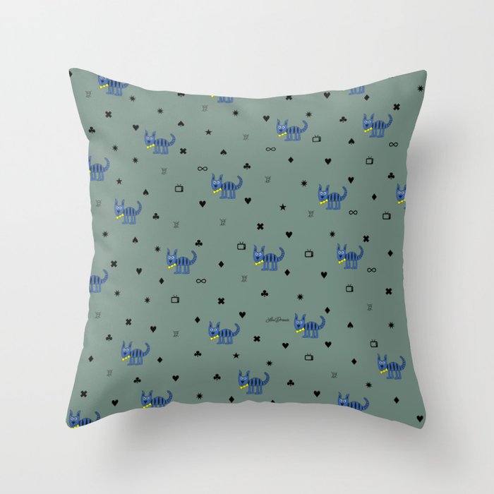 Bob The Cat All Over The Place Throw Pillow