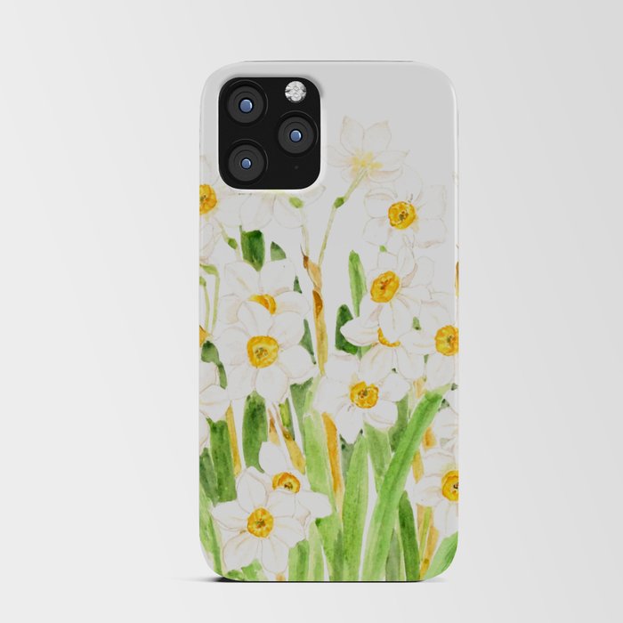white narcissus  flowers watercolor 2022 iPhone Card Case