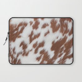 Brown and White Cowhide, Cow Skin Print Pattern Laptop Sleeve