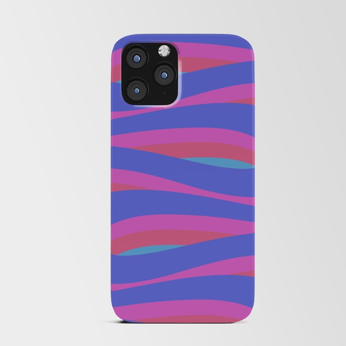 Pop Swirl Wavy Minimalist Abstract Pattern Blue and Hot Pink iPhone Card Case