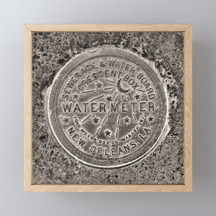 Sepia New Orleans Water Meter Louisiana Crescent City NOLA Water Board Metalwork Framed Mini Art Print
