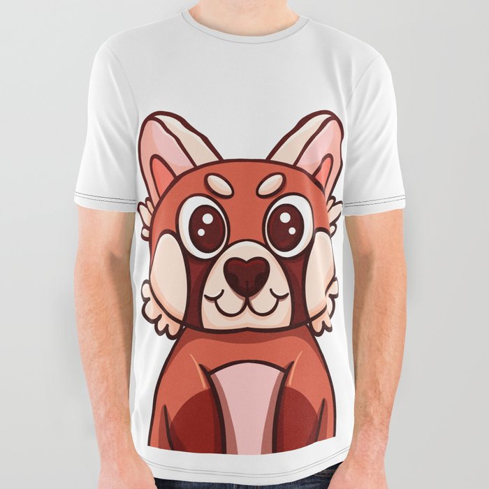 Cute Cartoon Red Panda Turning Red All Over Graphic Tee