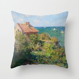 Claude Monet - Fisherman's Cottage on the Cliffs at Varengeville Throw Pillow