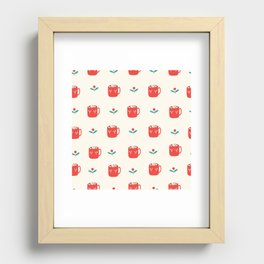 Cute Red Mug Christmas Pattern Recessed Framed Print