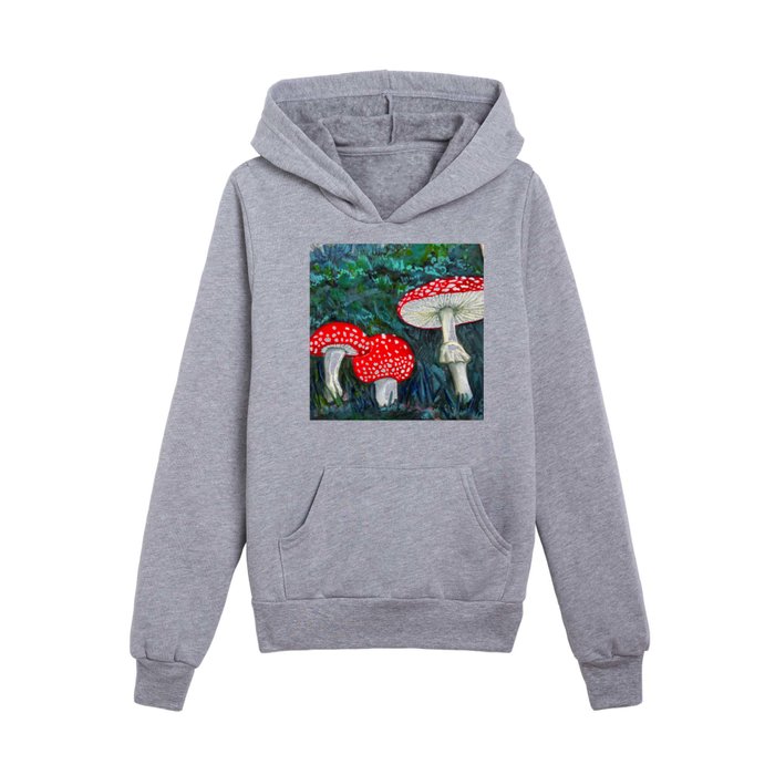Mushrooms In The Forest Art 1 Kids Pullover Hoodie